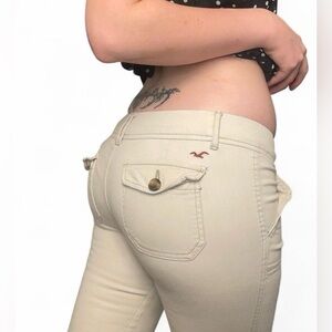 vintage y2k hollister low rise flare cream colored pants